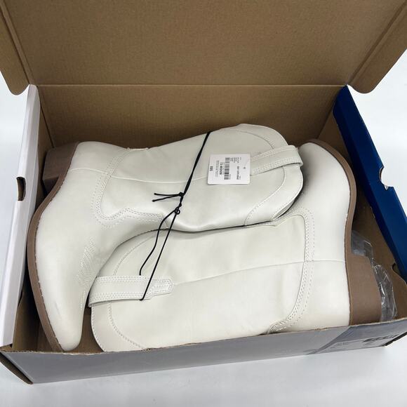 Arizona Jean Co Womens Maybrook Block Heel Cowboy Boots Cream Size 7.5M - Picture 9 of 11